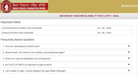 Bihar STET Paper 2 Admit Card